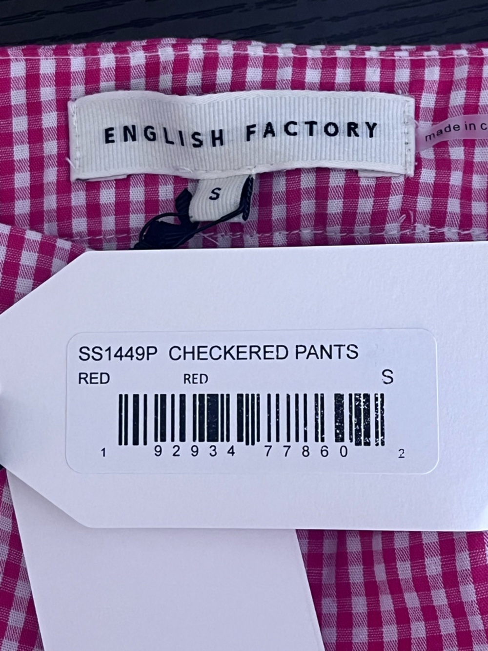 English Factory Red White Check Gingham Set Size Small Wide leg Crop Top NWT - Picture 9 of 16